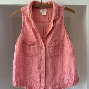 Maeve Pink Boxy Notched Collar Button Down Shirt
